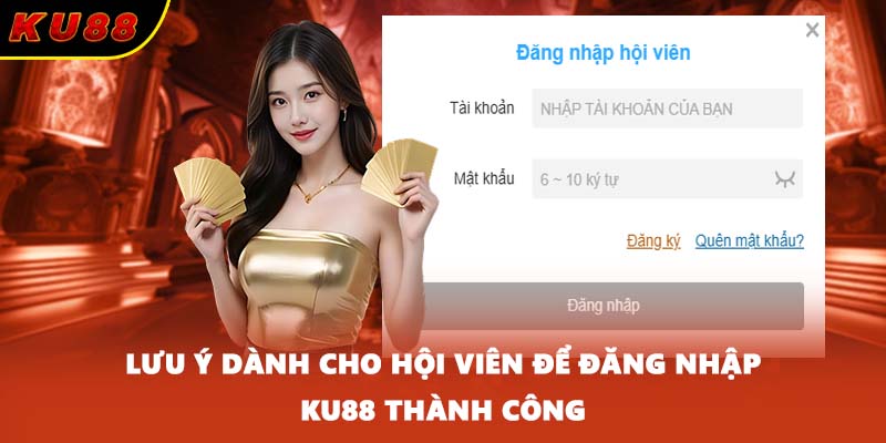Lưu ý dành cho hội viên để đăng nhập KU88 thành công